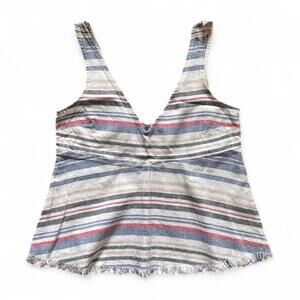 Zara Basic Denim Couture Striped Top